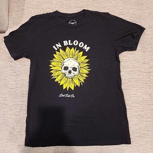 Last Call Co In Bloom Women's Black T Shirt Size M Sunflower Skull T-Shirt B-4